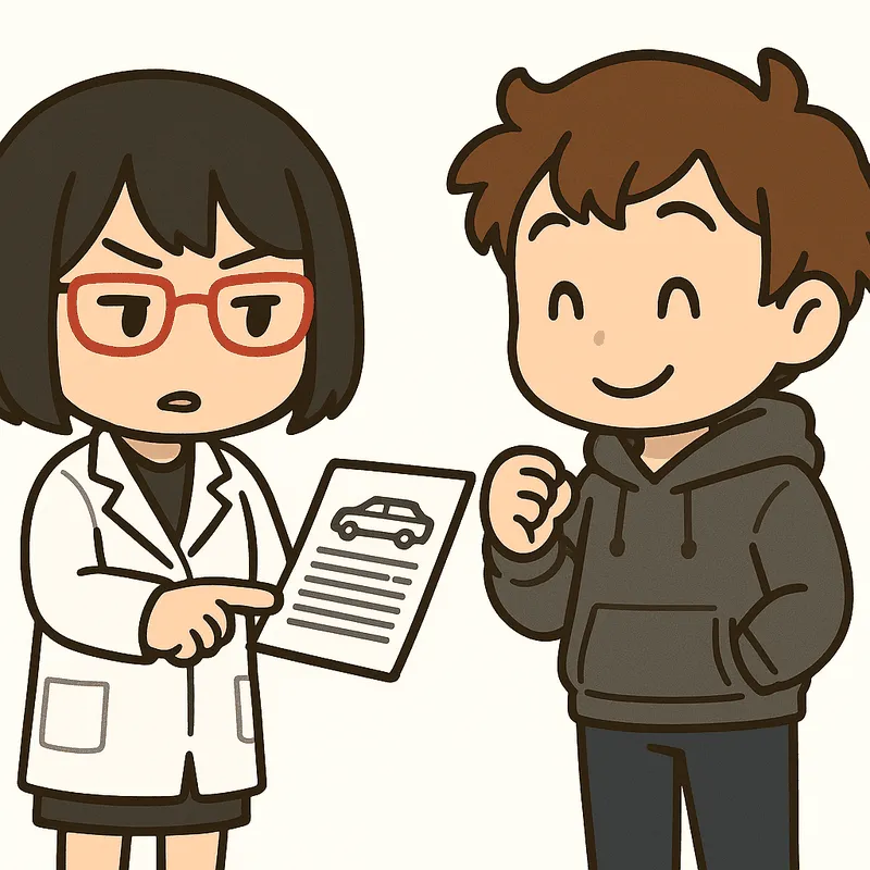 シキが書類を指で示し、クラが感心した表情でうなずく