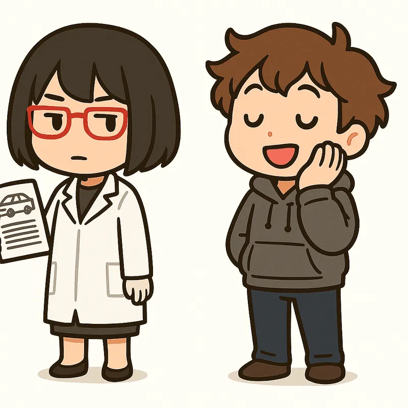 クラが頬に手を当ててうっとりした笑顔で話し、シキが書類の束を持っている