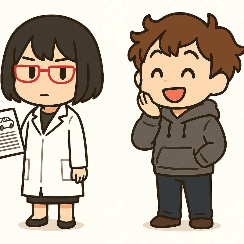 クラが頬に手を当ててうっとりした笑顔で話し、シキが書類の束を持っている