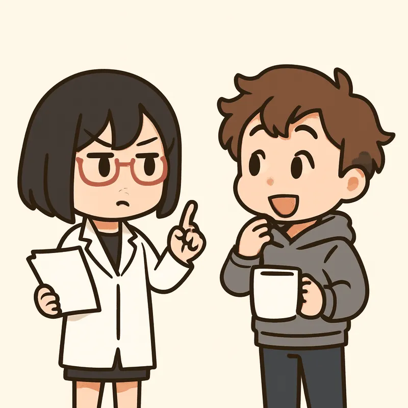 シキが人差し指を1本立てて示し、クラが手をあごに当てて笑顔で気づいた顔をしている