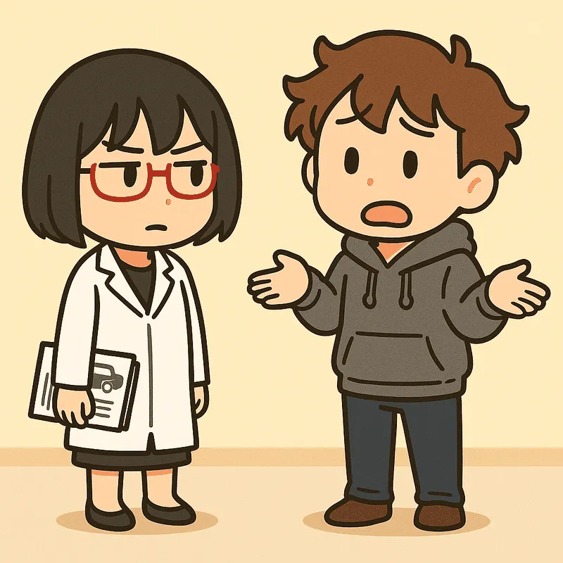 シキが書類を脇に抱えて立ち、クラが両手を広げて困った顔をしている