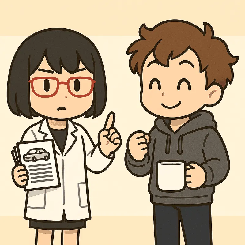 シキが書類を持ったまま人差し指を1本立て、クラも指を1本立てて笑っている