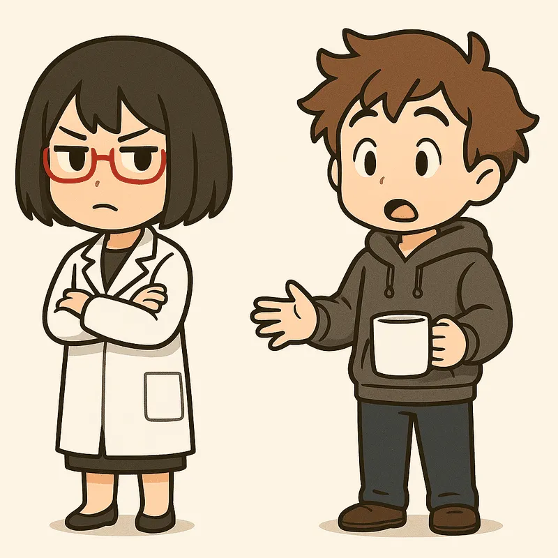 クラが驚いた顔で片手を前に出し、シキが腕を組んで正面を向いている
