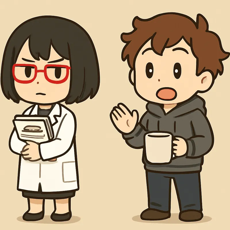 クラが驚いた顔で片手を前に出し、シキが書類の束を持って正面を向いている