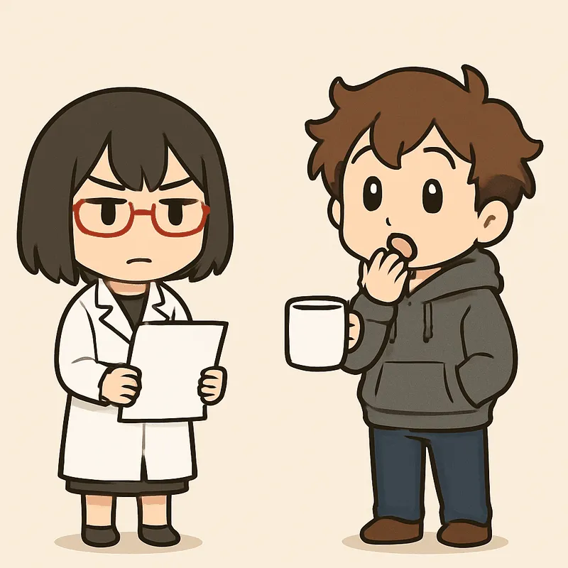 シキが書類を体の前に下ろして立ち、クラが手を口元に添えて目を丸くしている