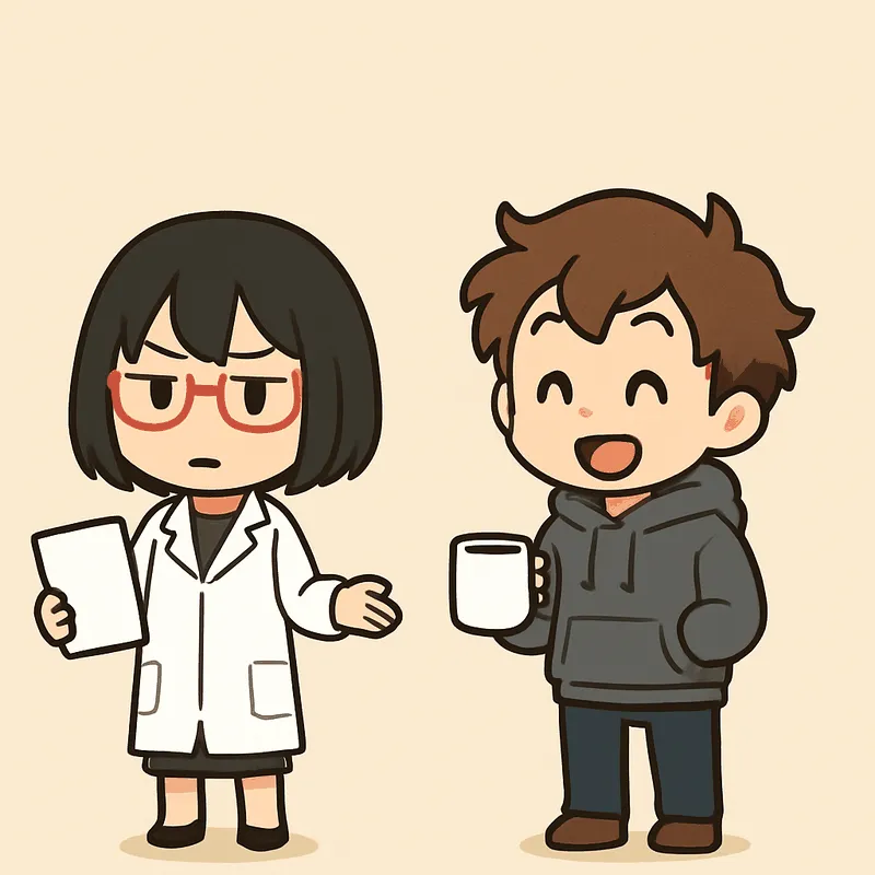 シキが手のひらを上に向けて結論を告げ、クラが笑ってうなずいている